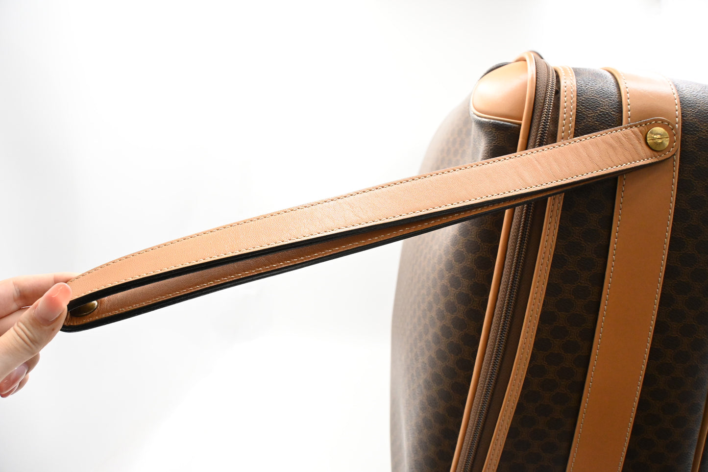 Celine Wheeled Suitcase in Brown Macadam Canvas
