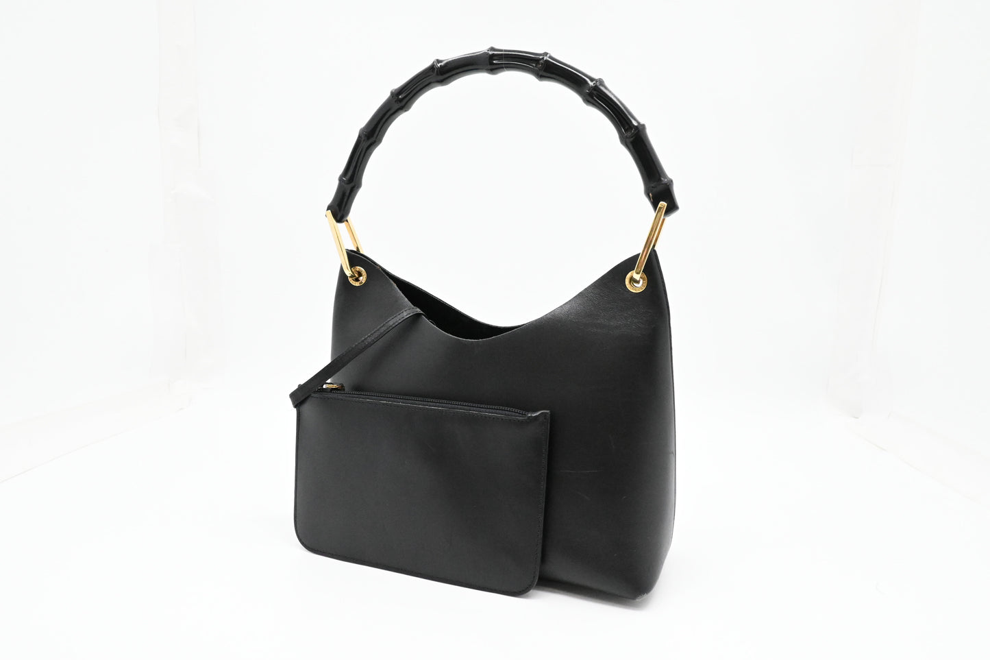 Gucci Bamboo Shoulder Bag in Black Leather