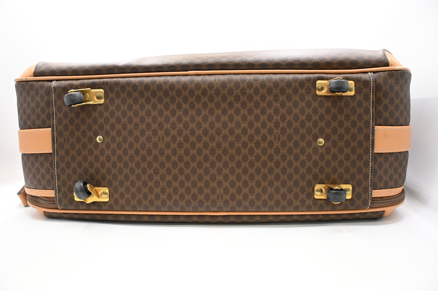 Celine Wheeled Suitcase in Brown Macadam Canvas