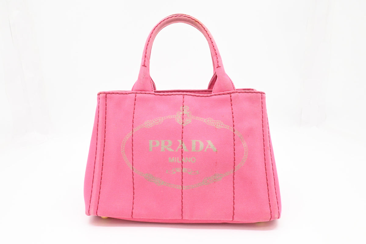 Prada Small Canapa in Pink Canvas