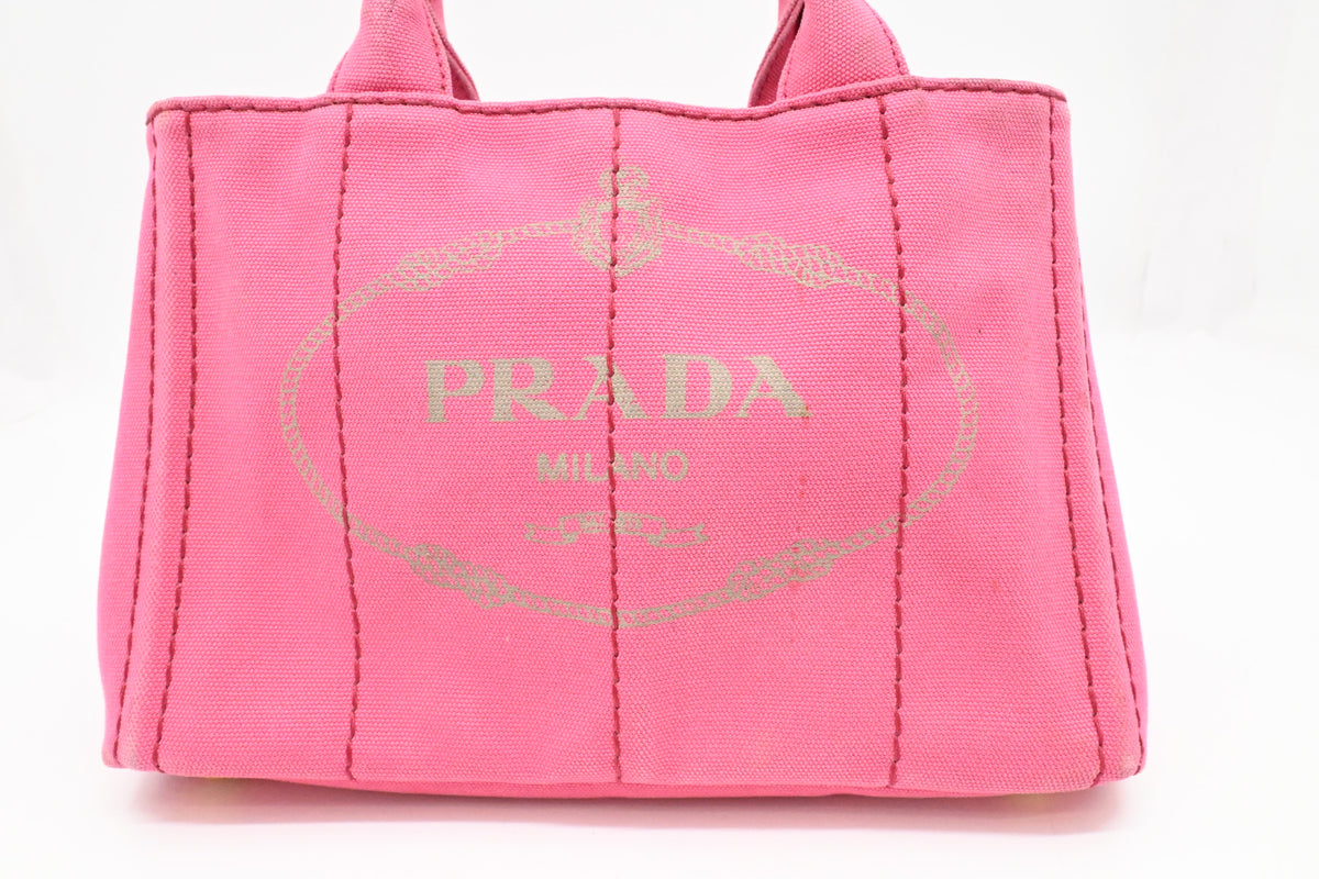 Prada Small Canapa in Pink Canvas