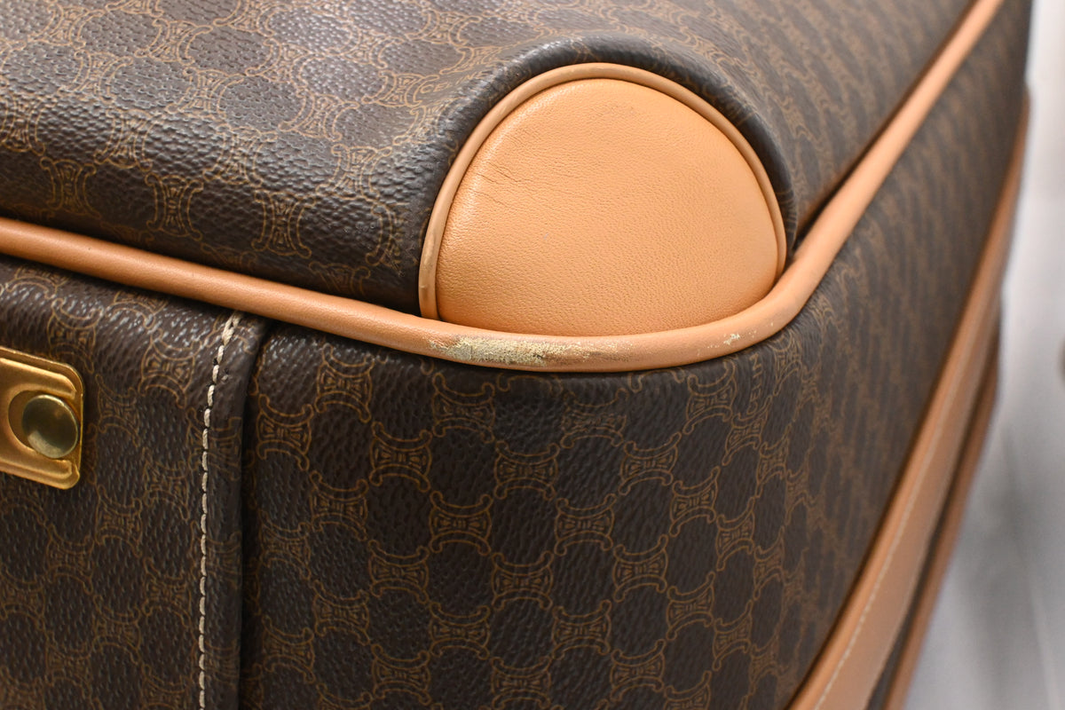 Celine Wheeled Suitcase in Brown Macadam Canvas