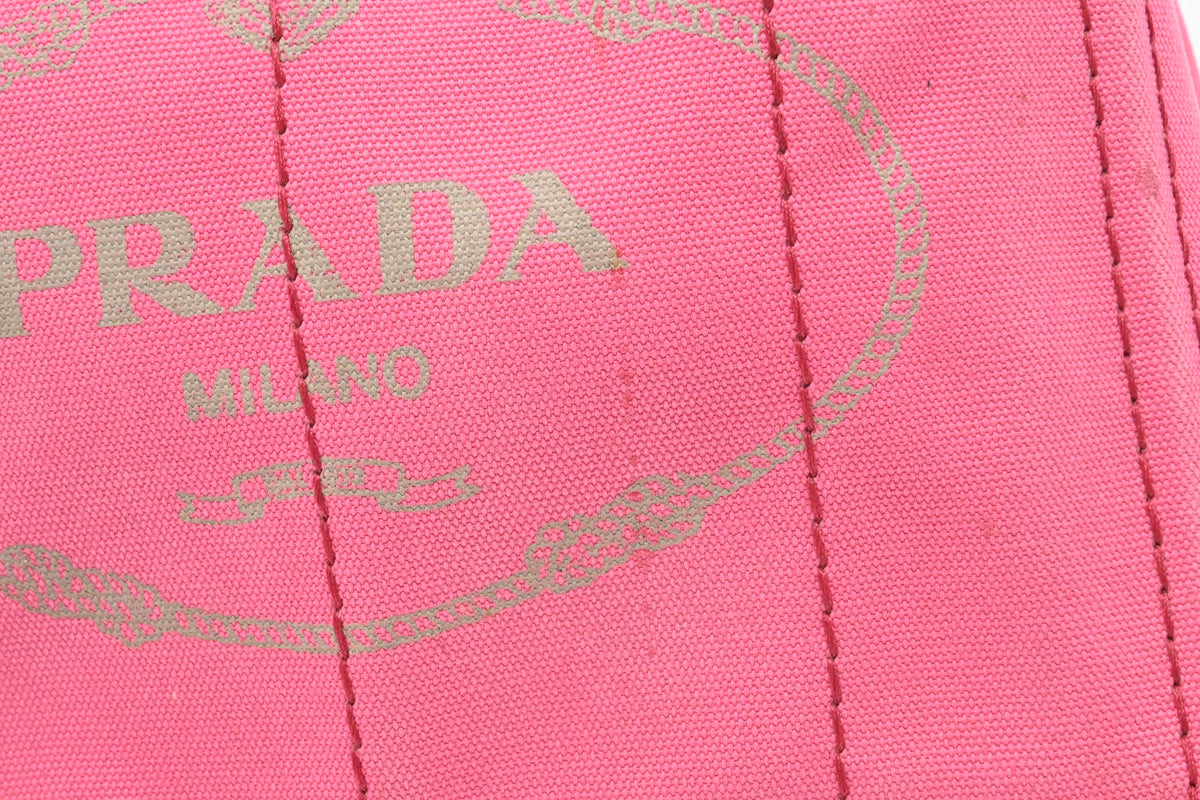 Prada Small Canapa in Pink Canvas
