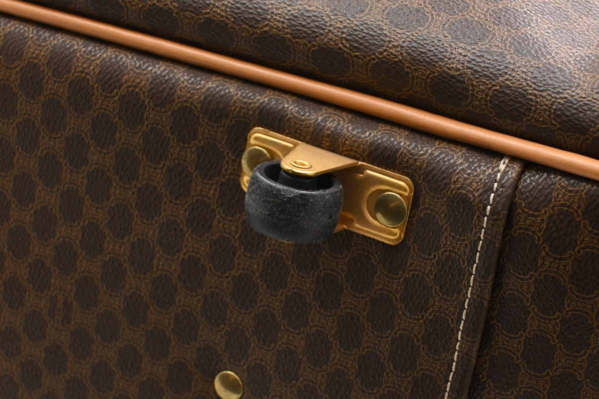 Celine Wheeled Suitcase in Brown Macadam Canvas