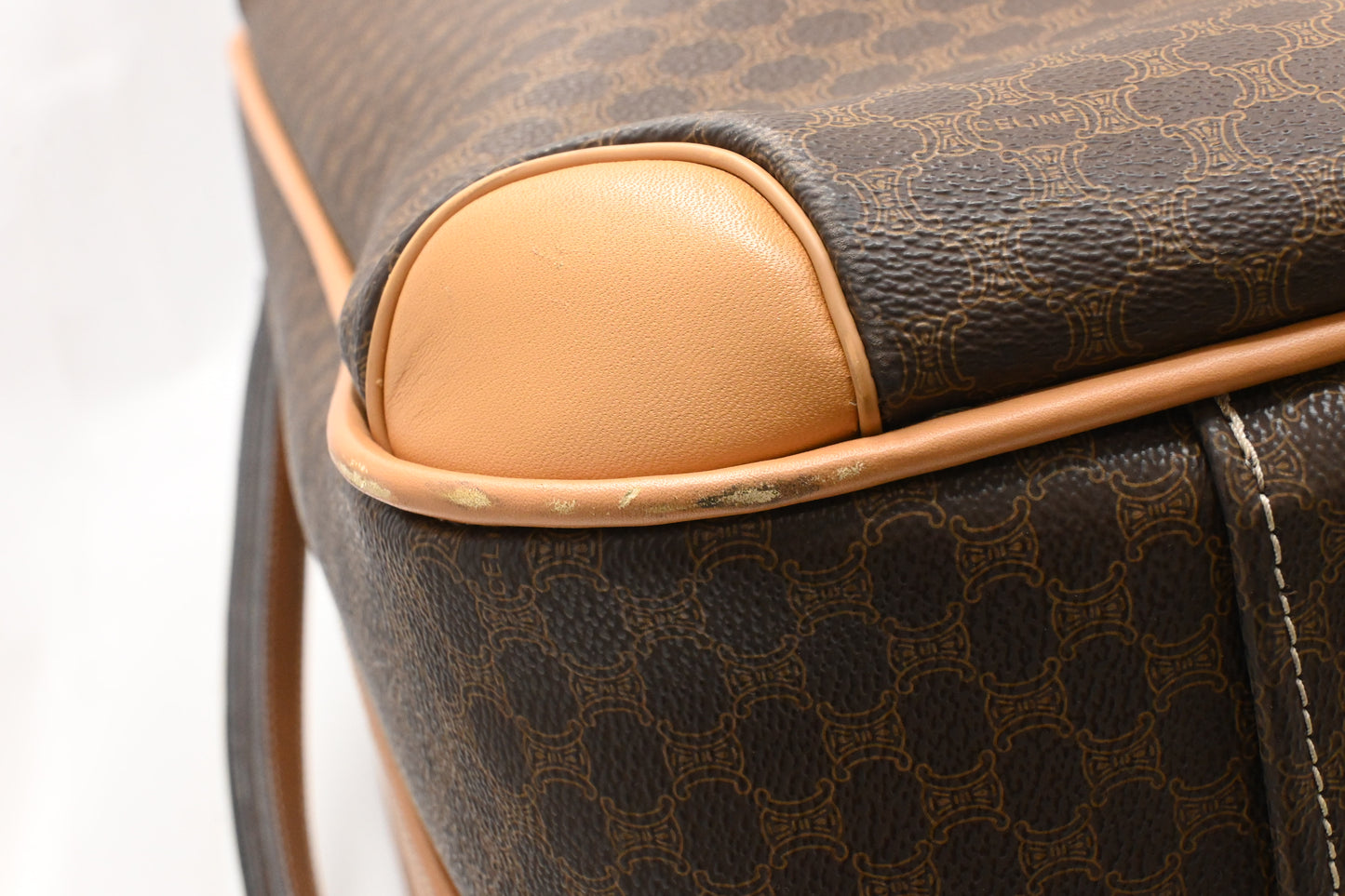 Celine Wheeled Suitcase in Brown Macadam Canvas