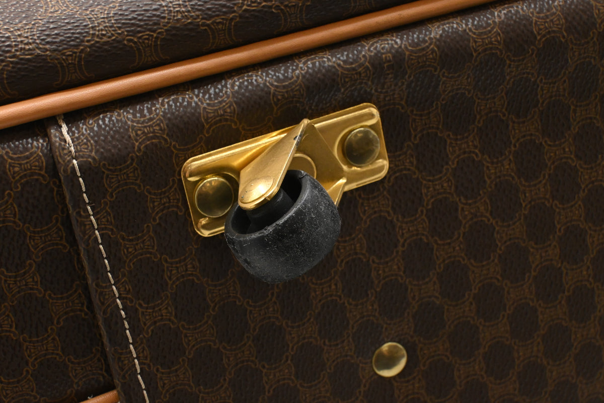 Celine Wheeled Suitcase in Brown Macadam Canvas