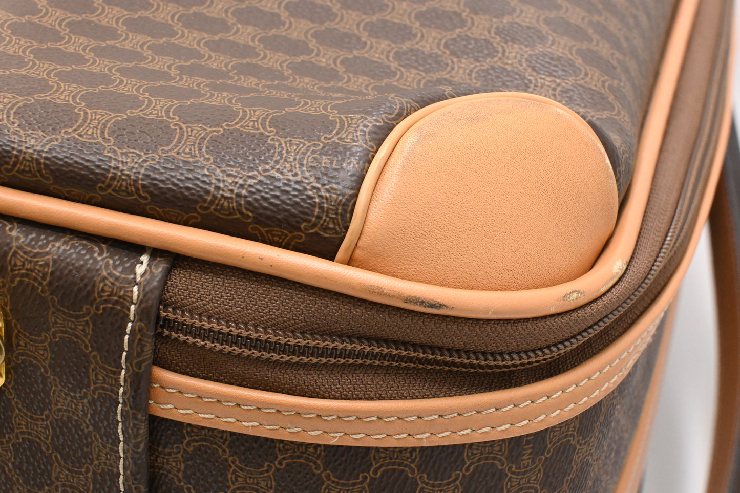 Celine Wheeled Suitcase in Brown Macadam Canvas