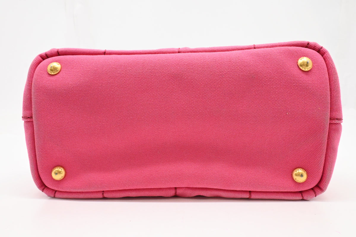 Prada Small Canapa in Pink Canvas