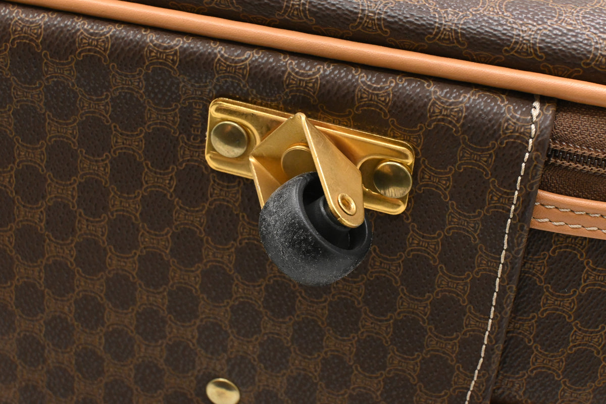Celine Wheeled Suitcase in Brown Macadam Canvas