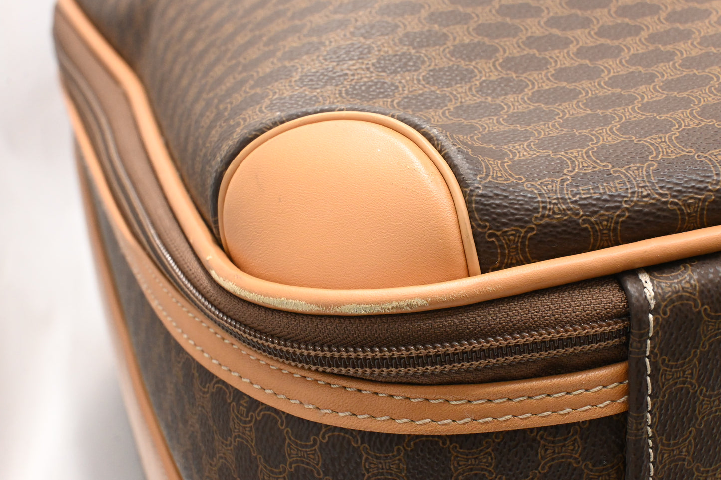 Celine Wheeled Suitcase in Brown Macadam Canvas