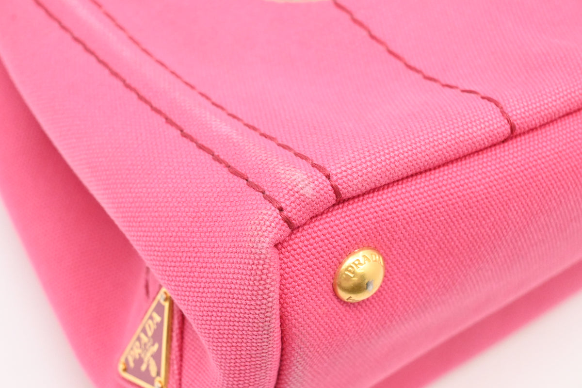 Prada Small Canapa in Pink Canvas
