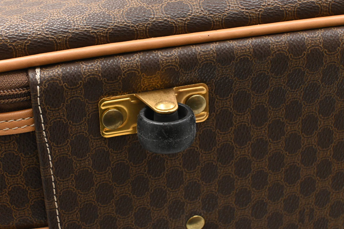 Celine Wheeled Suitcase in Brown Macadam Canvas