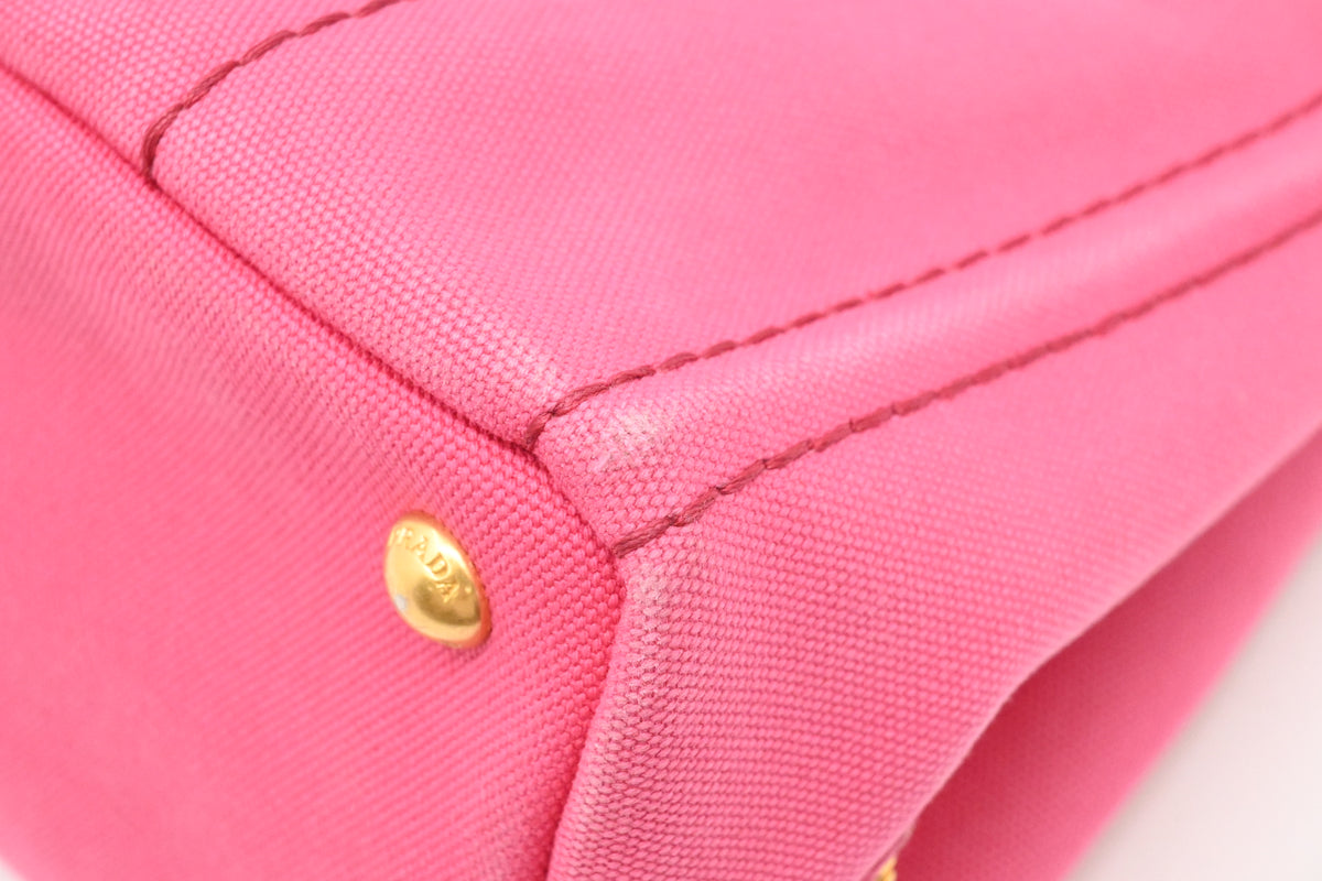 Prada Small Canapa in Pink Canvas