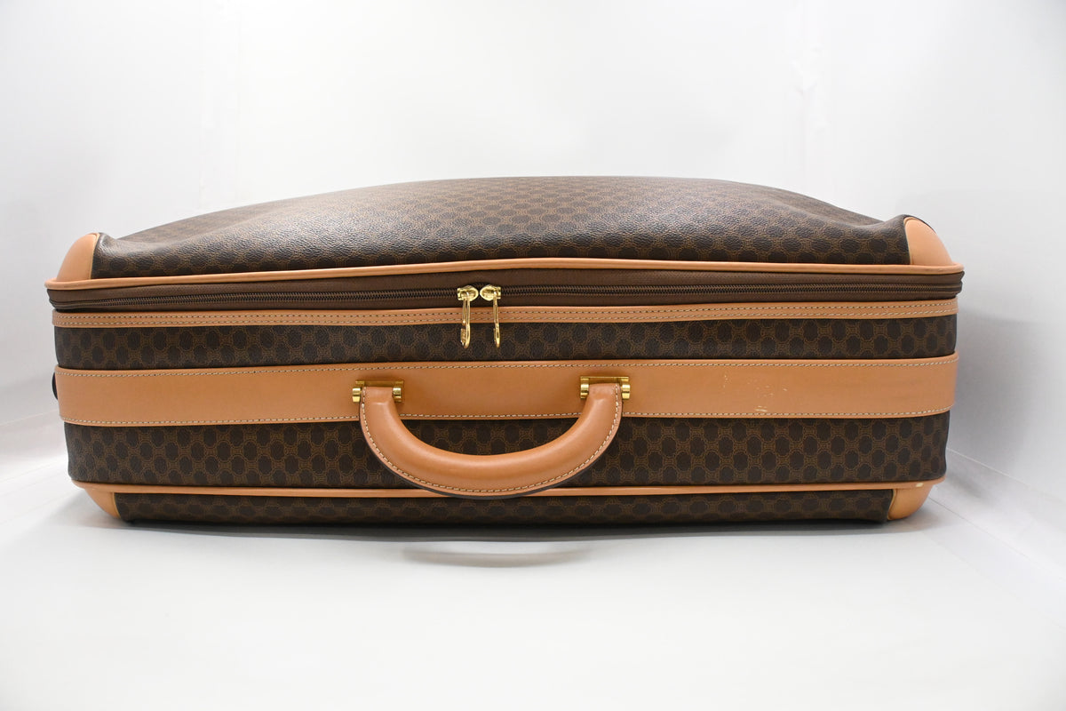 Celine Wheeled Suitcase in Brown Macadam Canvas