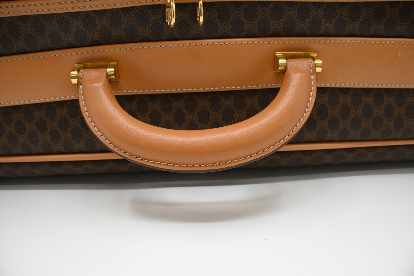 Celine Wheeled Suitcase in Brown Macadam Canvas