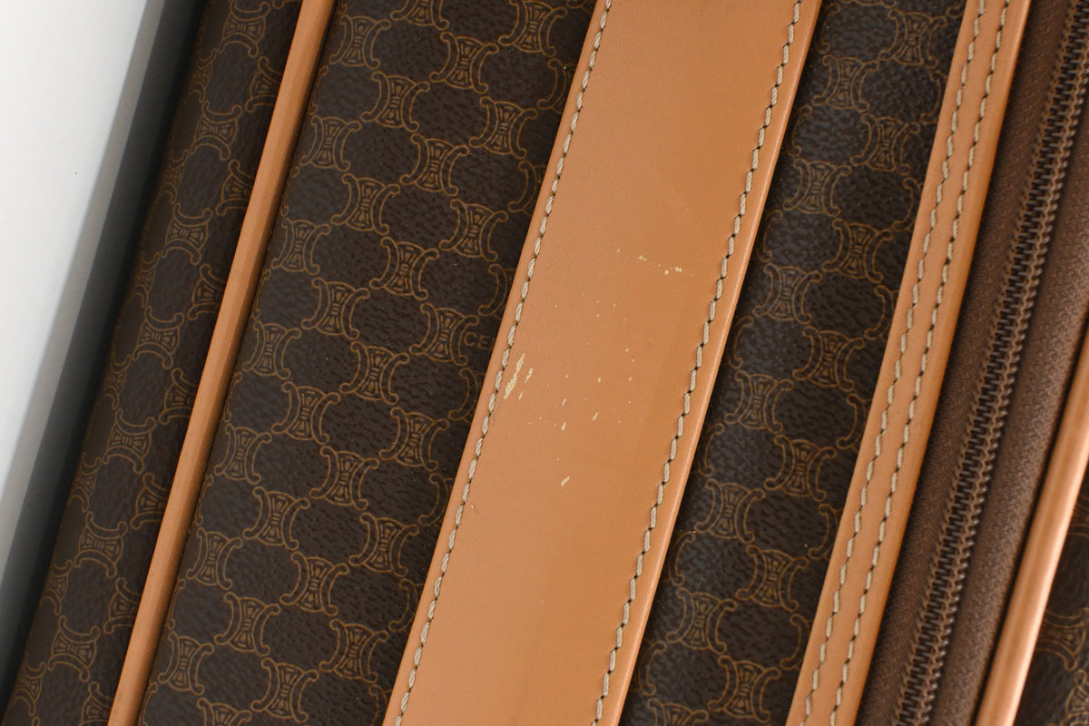Celine Wheeled Suitcase in Brown Macadam Canvas