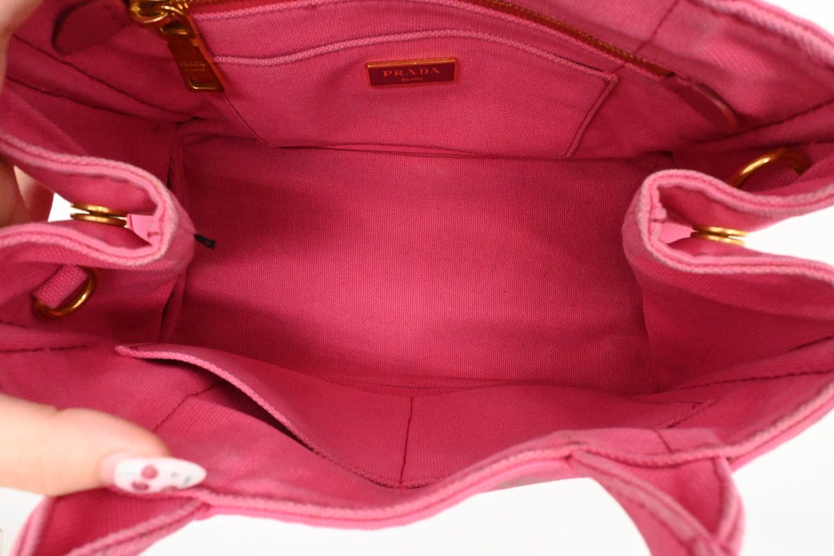 Prada Small Canapa in Pink Canvas