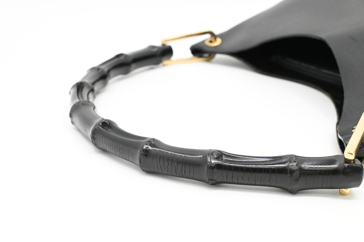 Gucci Bamboo Shoulder Bag in Black Leather
