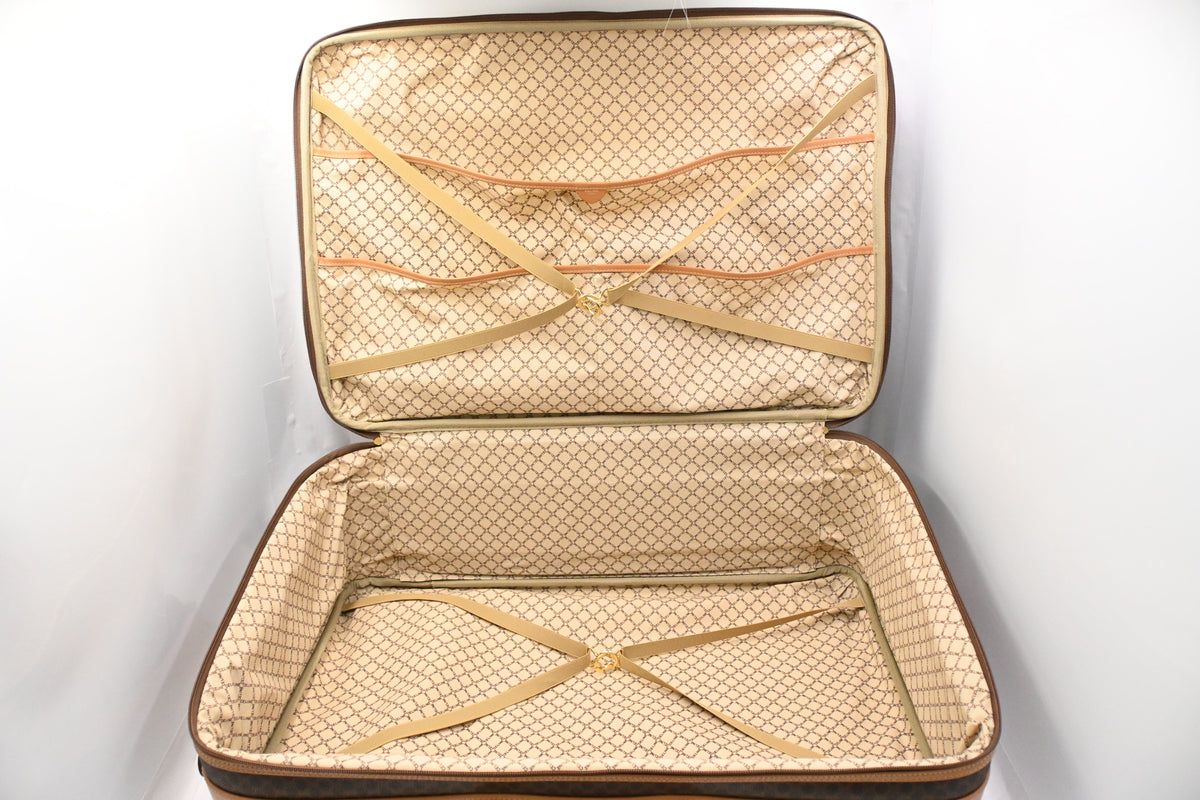 Celine Wheeled Suitcase in Brown Macadam Canvas