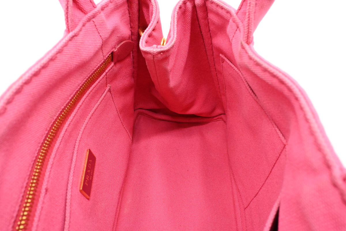 Prada Small Canapa in Pink Canvas