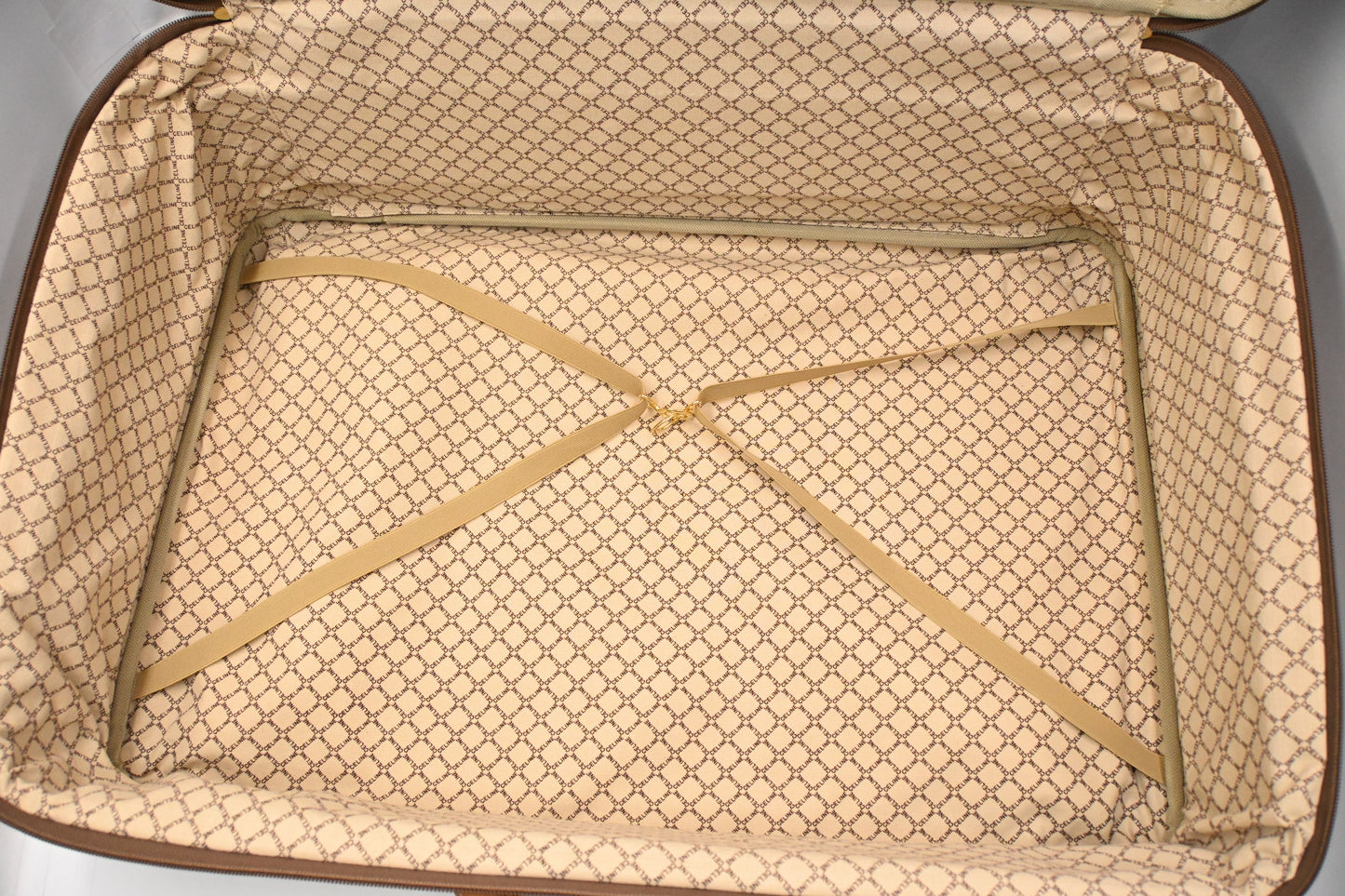 Celine Wheeled Suitcase in Brown Macadam Canvas