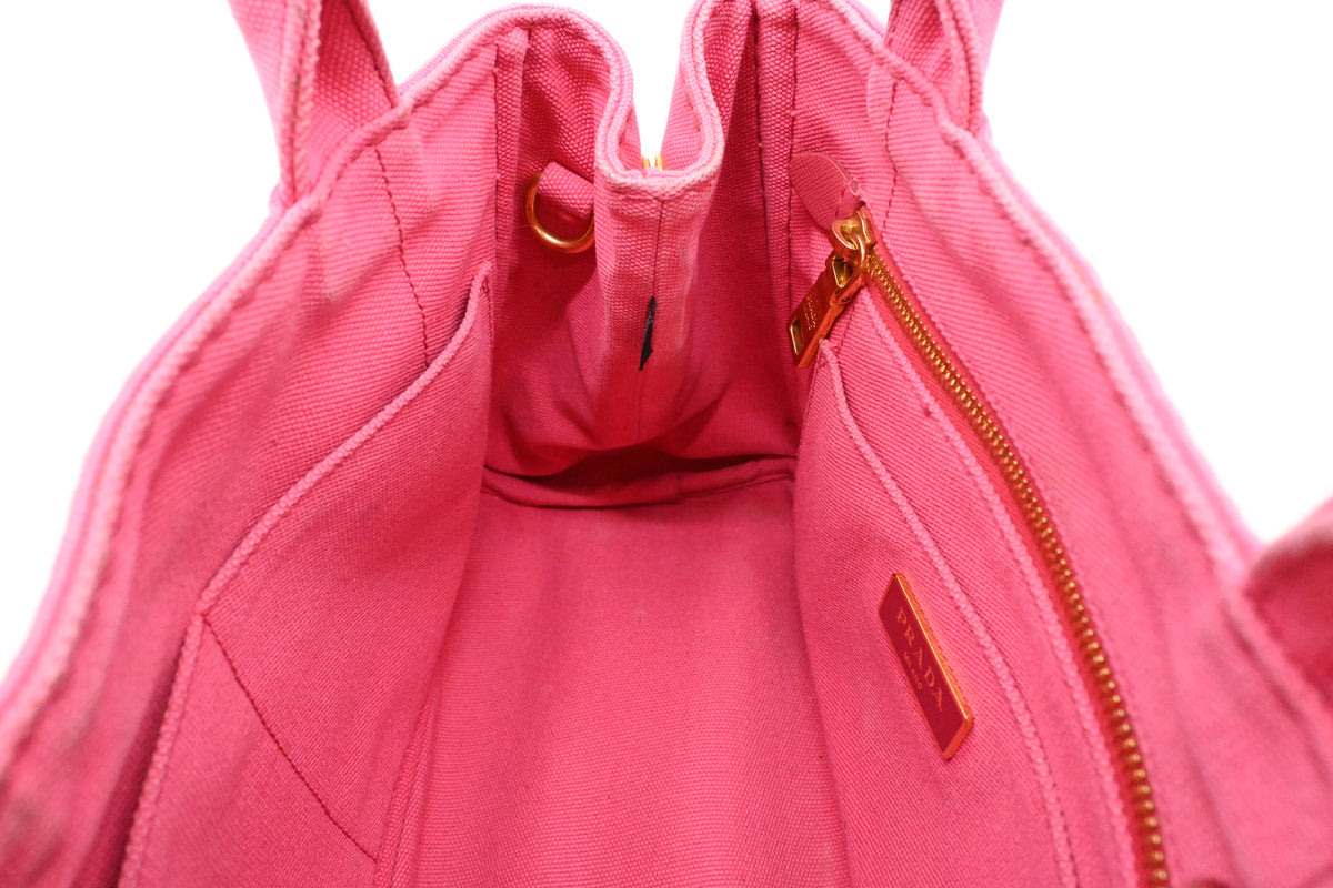 Prada Small Canapa in Pink Canvas