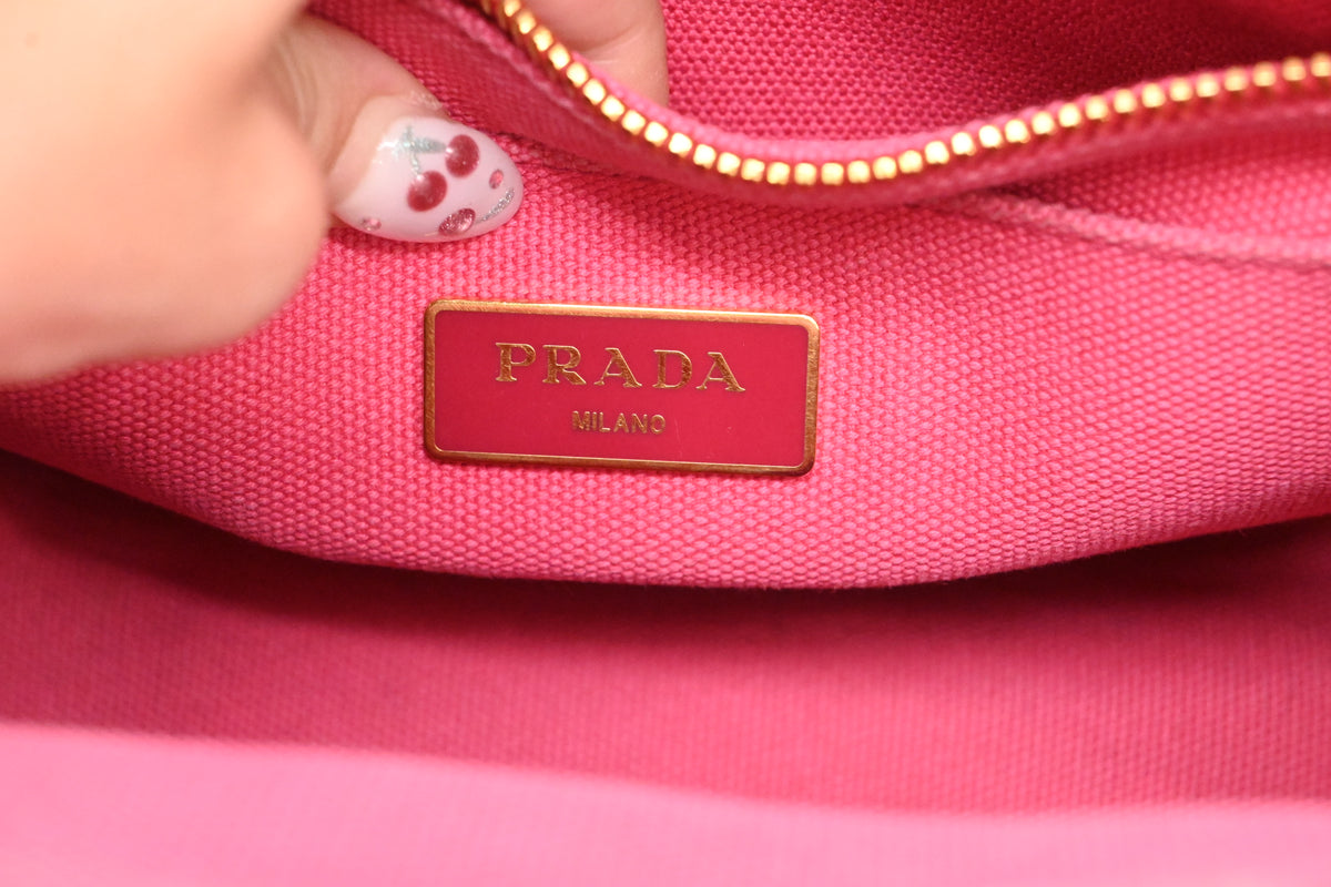 Prada Small Canapa in Pink Canvas
