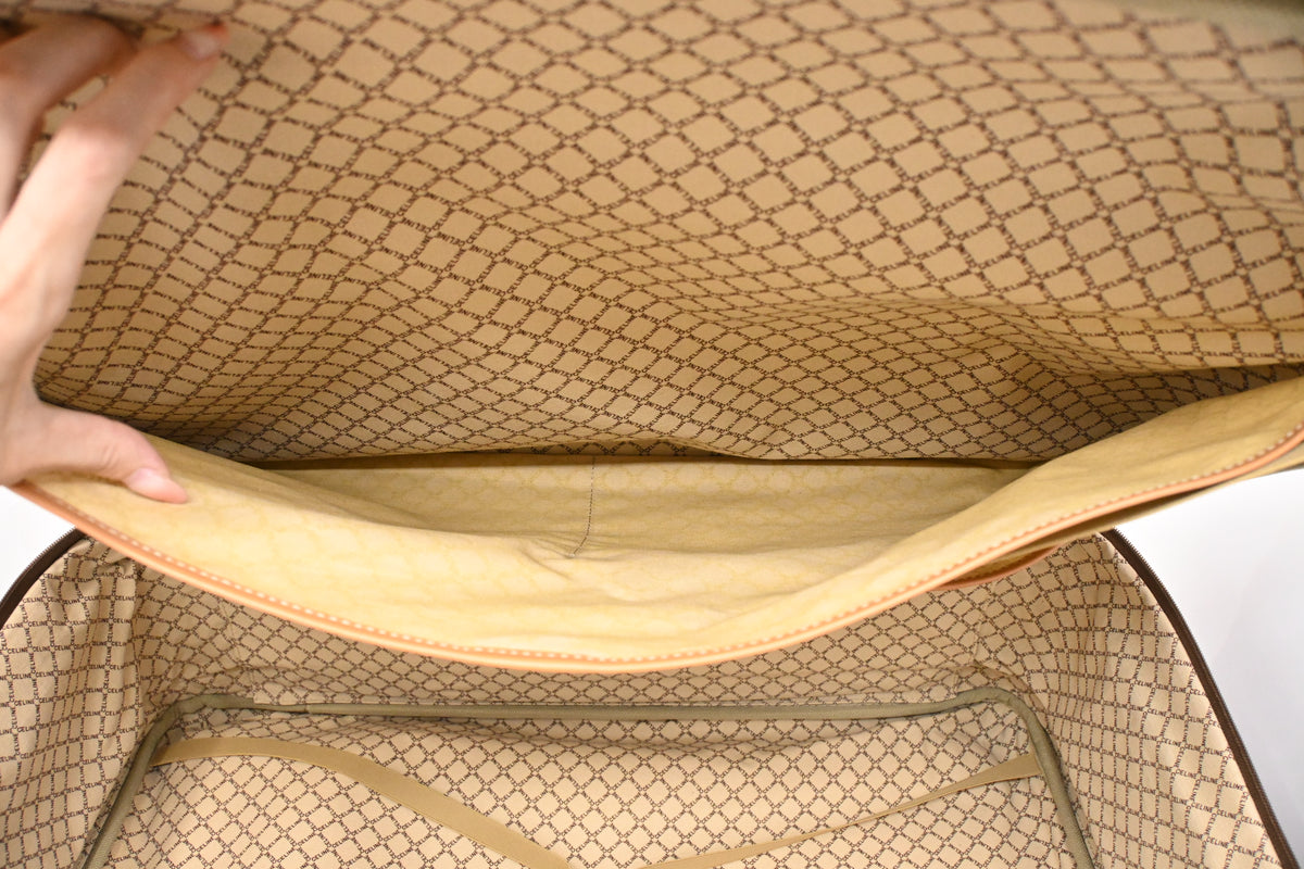 Celine Wheeled Suitcase in Brown Macadam Canvas