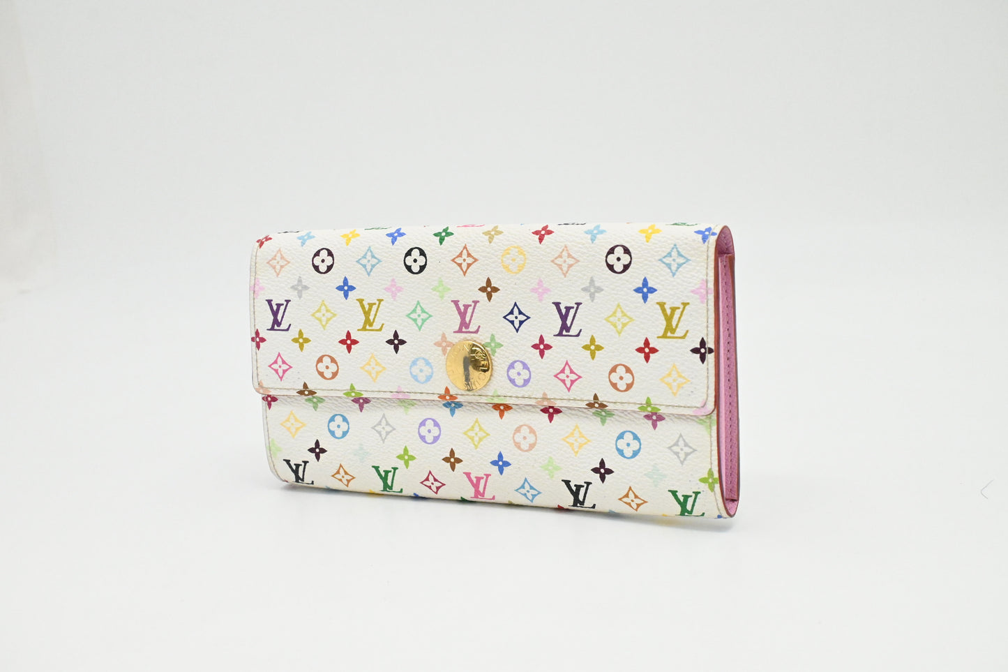 Louis Vuitton Sarah Wallet in White Multicolor Canvas