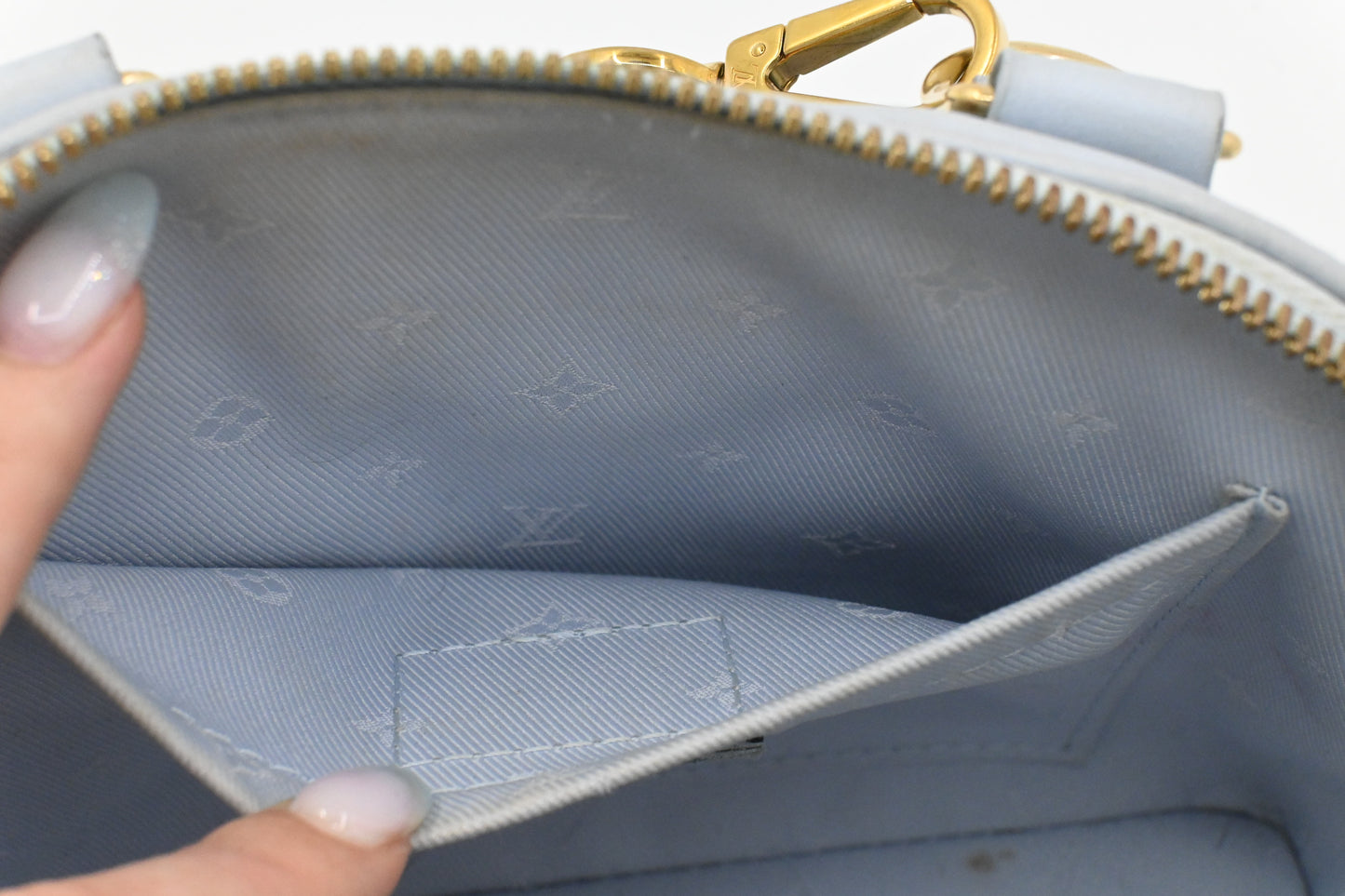 Louis Vuitton Alma BB in Blue Glacier Bubblegram Leather