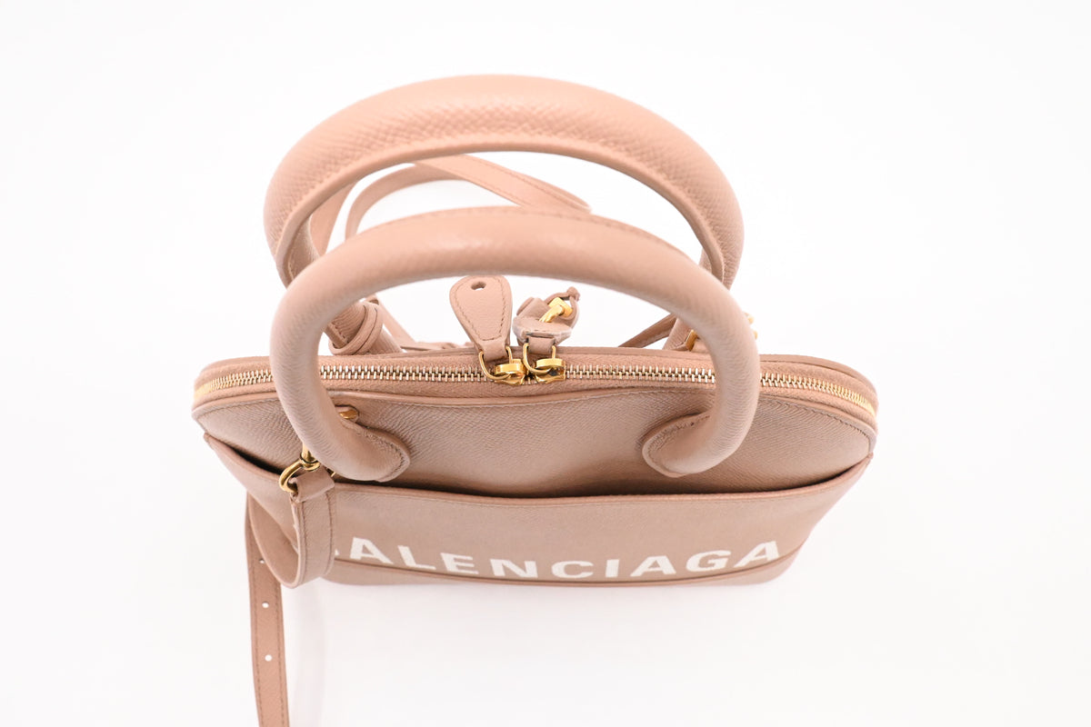 Balenciaga Ville Top-Handle Bag in Pale Peach Leather