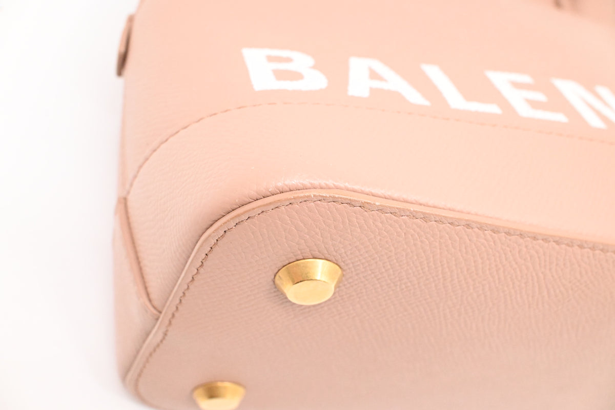Balenciaga Ville Top-Handle Bag in Pale Peach Leather
