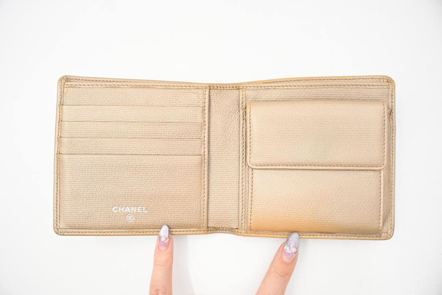 Chanel Bifold Wallet in Beige Leather