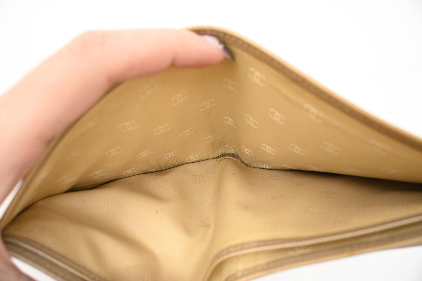 Chanel Bifold Wallet in Beige Leather