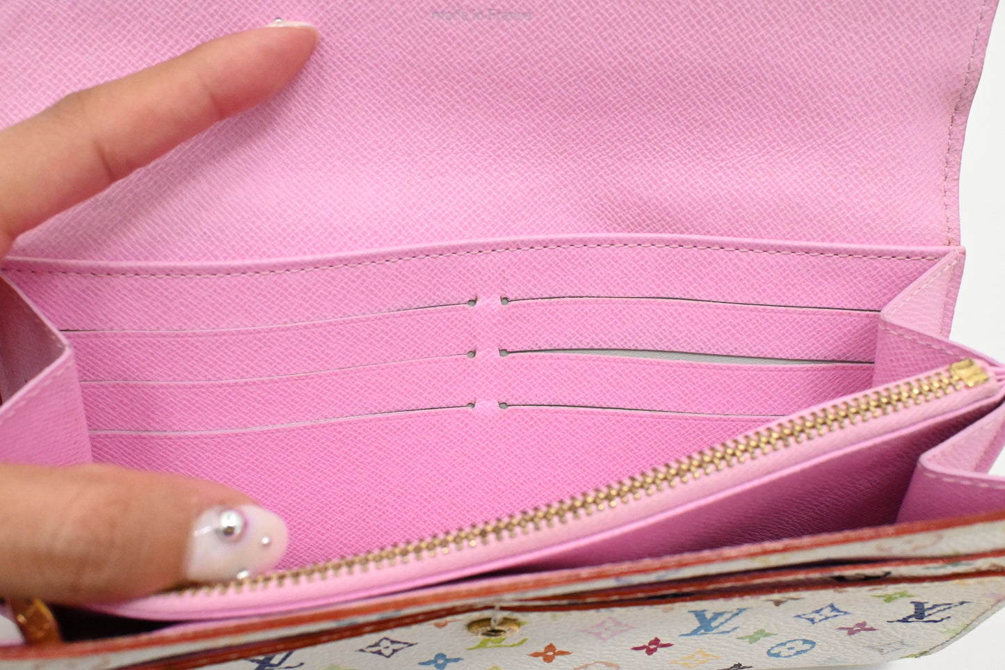 Louis Vuitton Sarah Wallet in White Multicolor Canvas