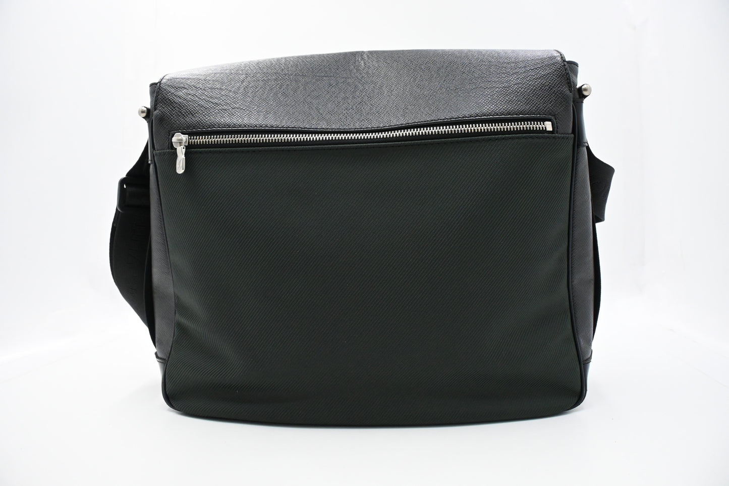 Louis Vuitton Viktor Messenger Bag in Black Taiga Leather & Green Nylon