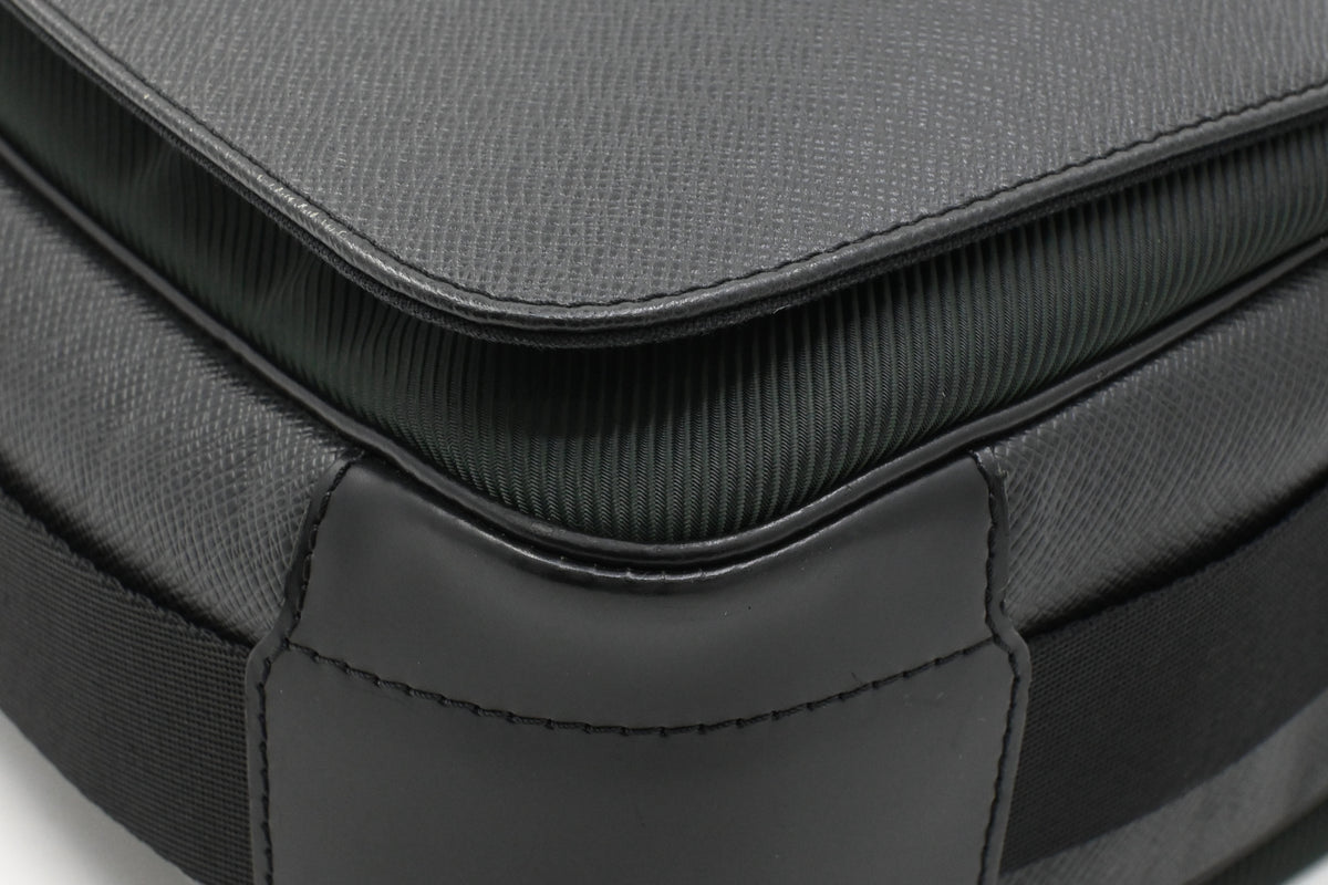 Louis Vuitton Viktor Messenger Bag in Black Taiga Leather & Green Nylon