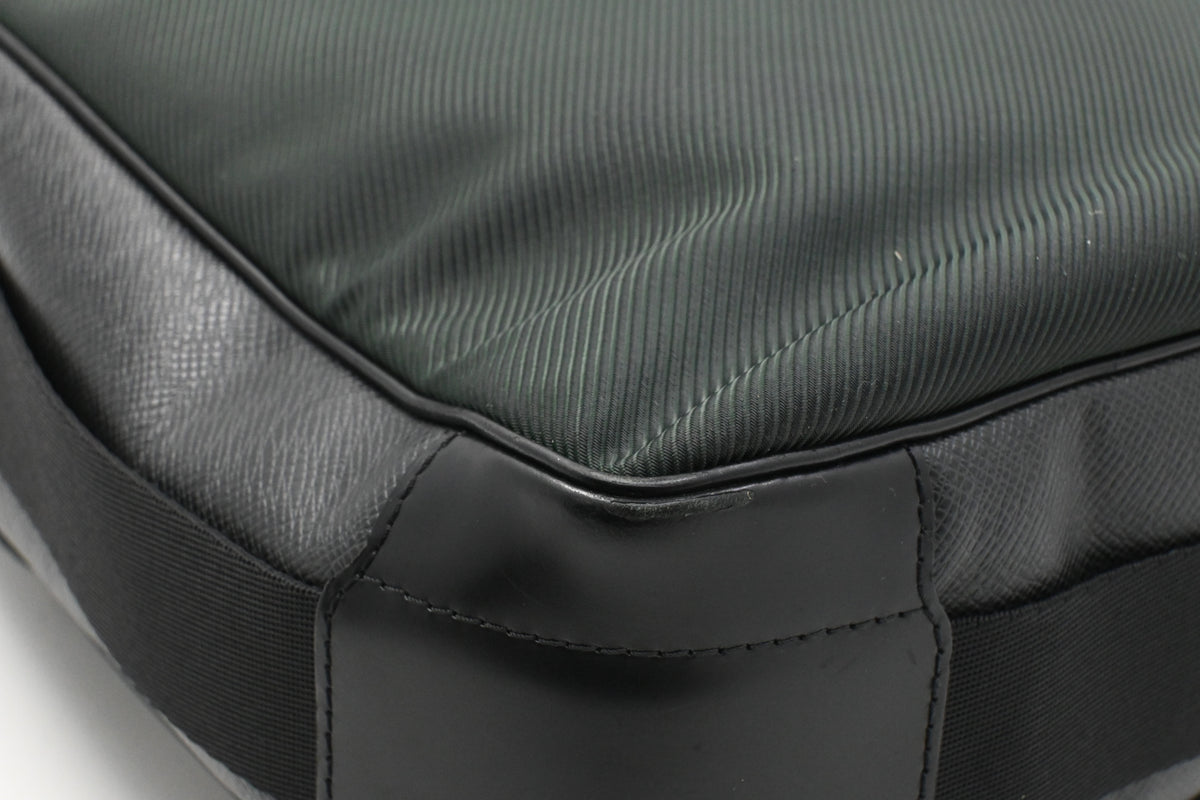 Louis Vuitton Viktor Messenger Bag in Black Taiga Leather & Green Nylon