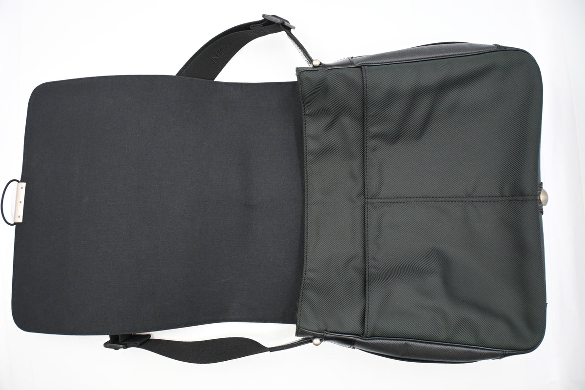 Louis Vuitton Viktor Messenger Bag in Black Taiga Leather & Green Nylon