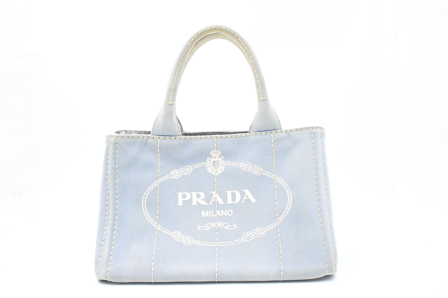 Prada Small Canapa in Light Blue Canvas