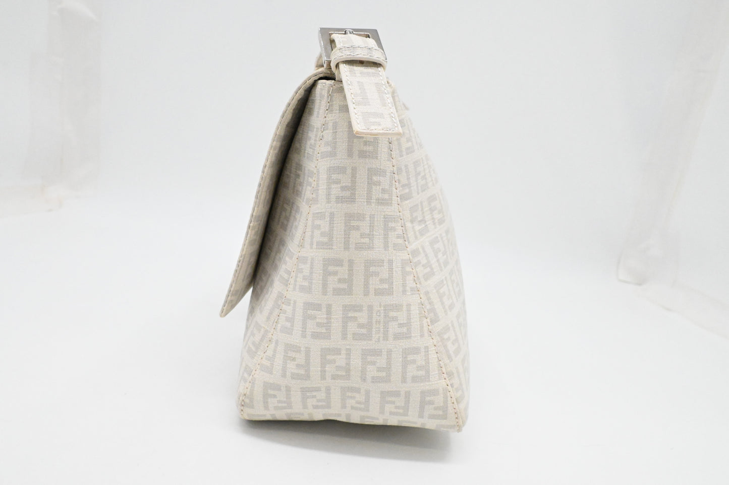 Fendi Mama Baguette in White Zucchino Coated Canvas