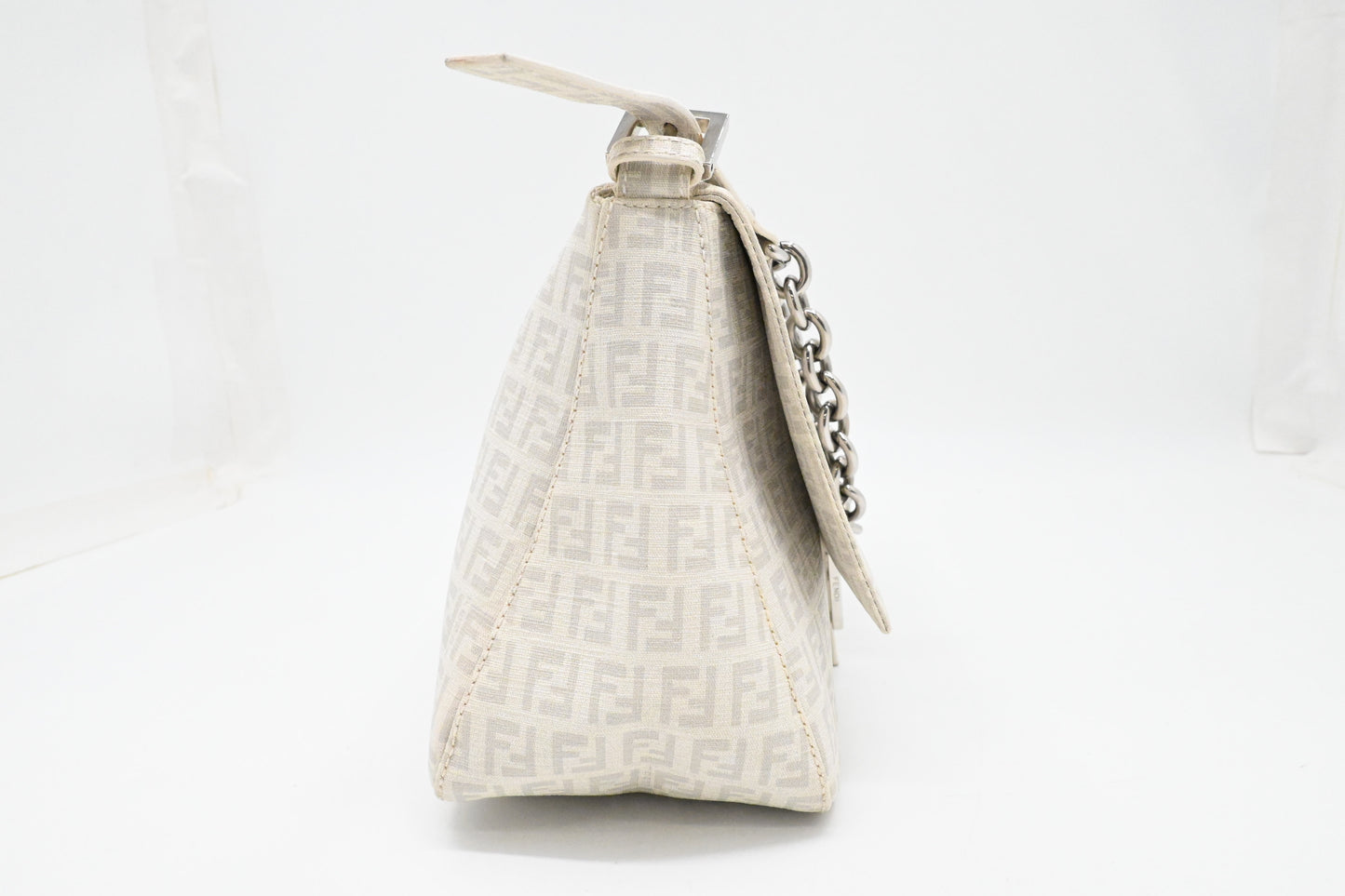 Fendi Mama Baguette in White Zucchino Coated Canvas