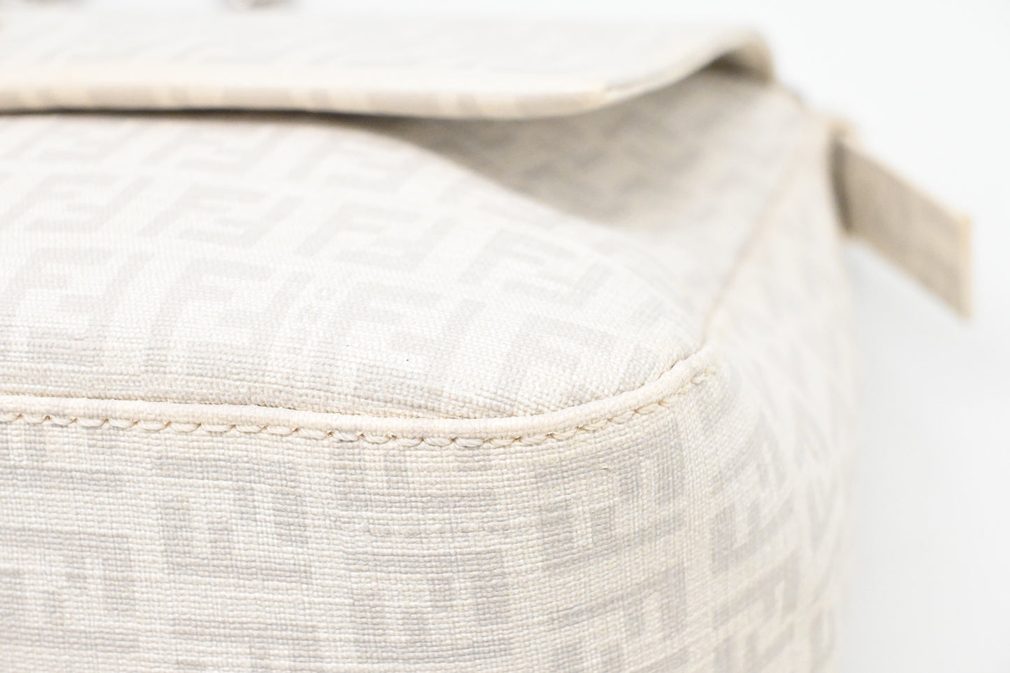 Fendi Mama Baguette in White Zucchino Coated Canvas