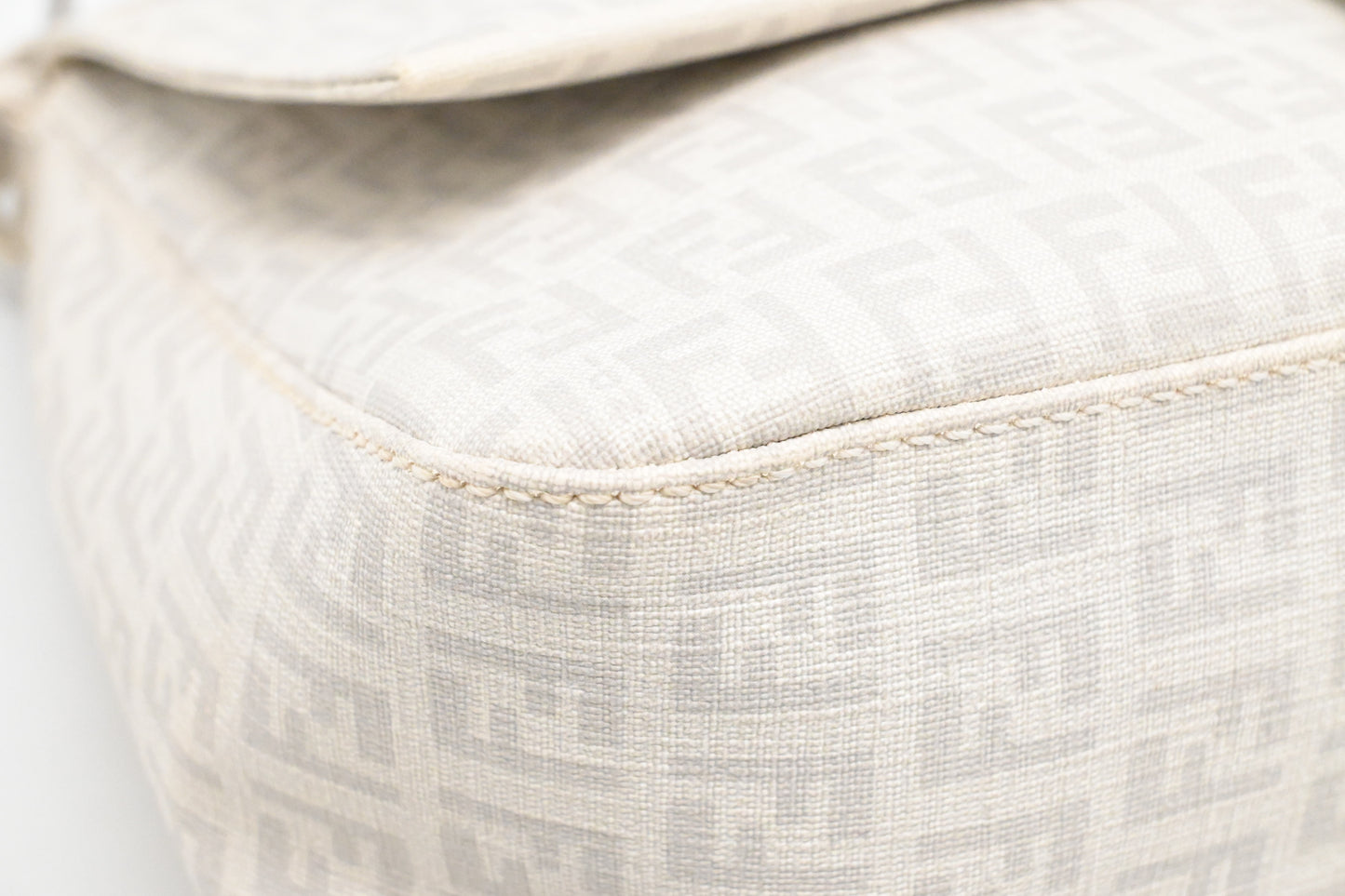 Fendi Mama Baguette in White Zucchino Coated Canvas