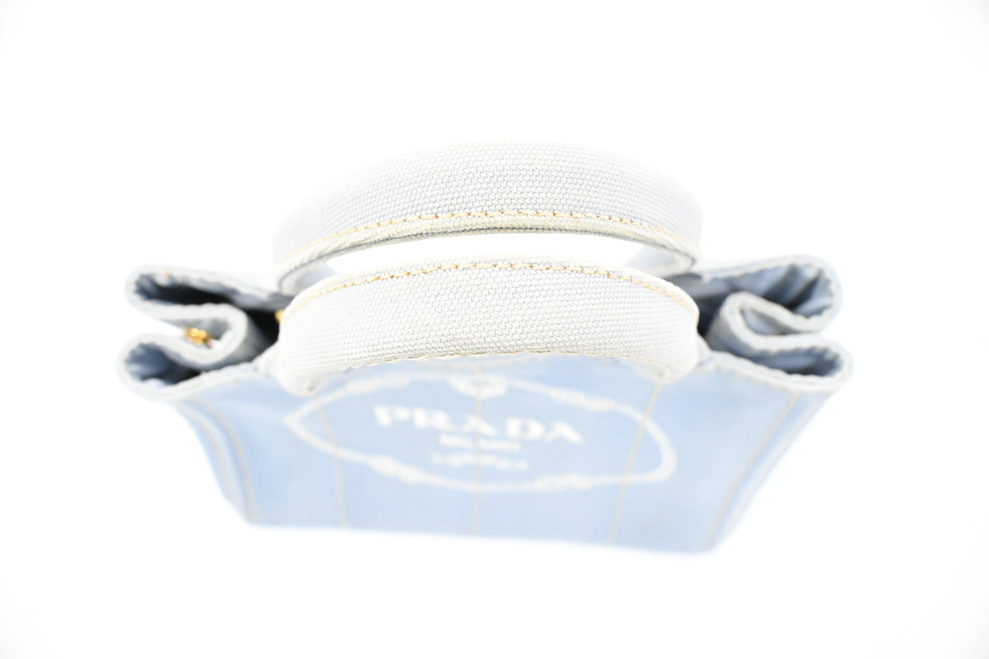 Prada Small Canapa in Light Blue Canvas