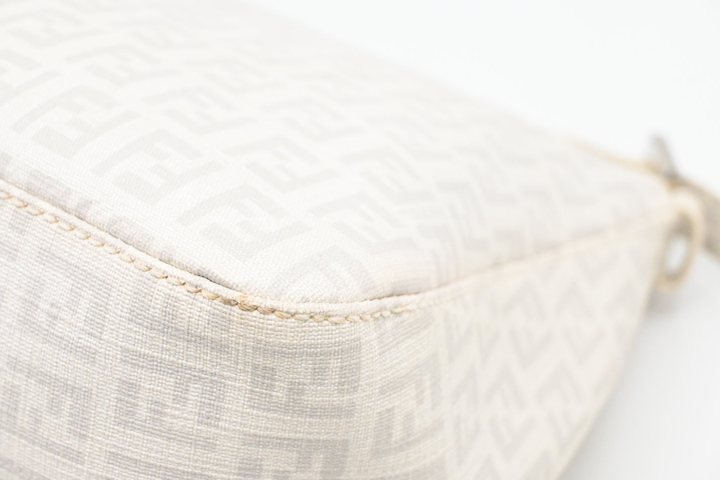 Fendi Mama Baguette in White Zucchino Coated Canvas