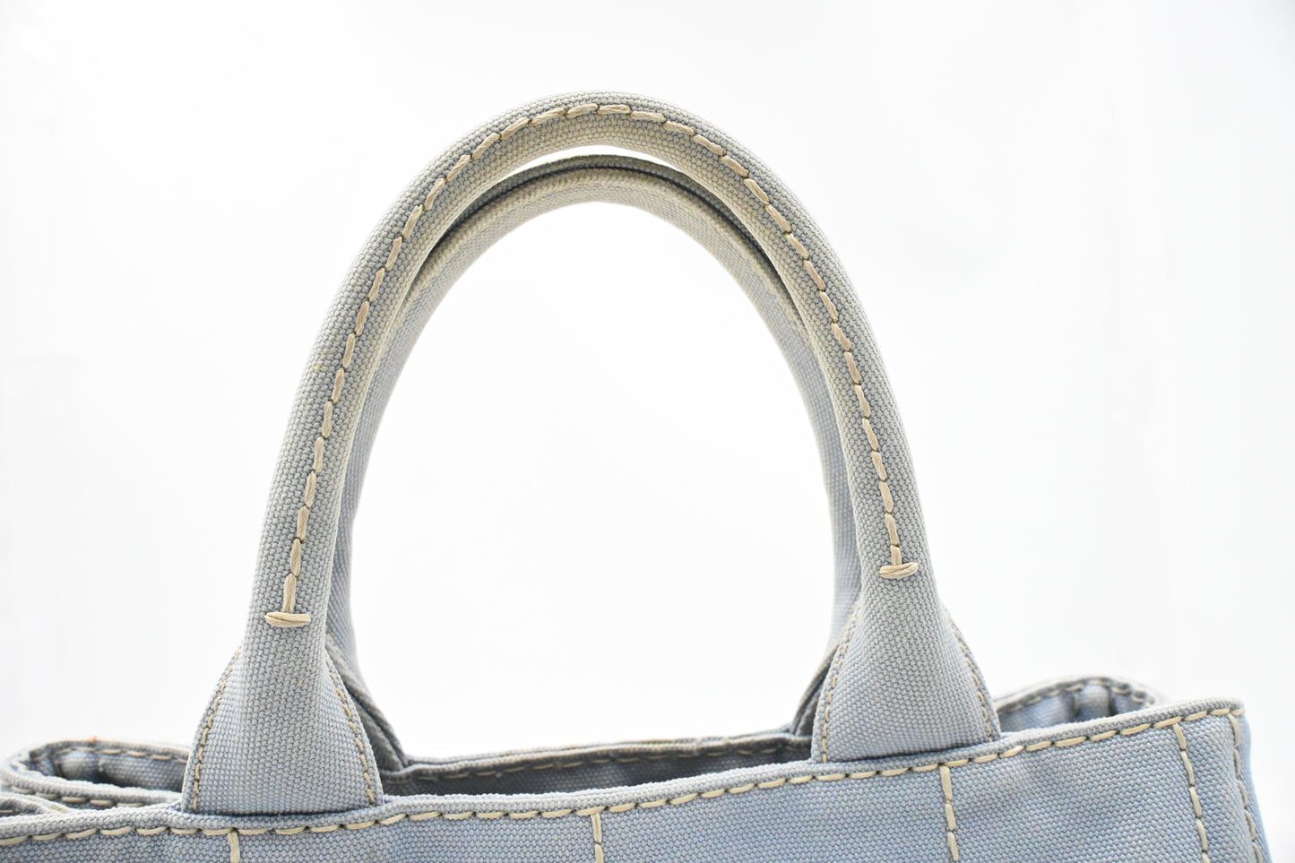 Prada Small Canapa in Light Blue Canvas