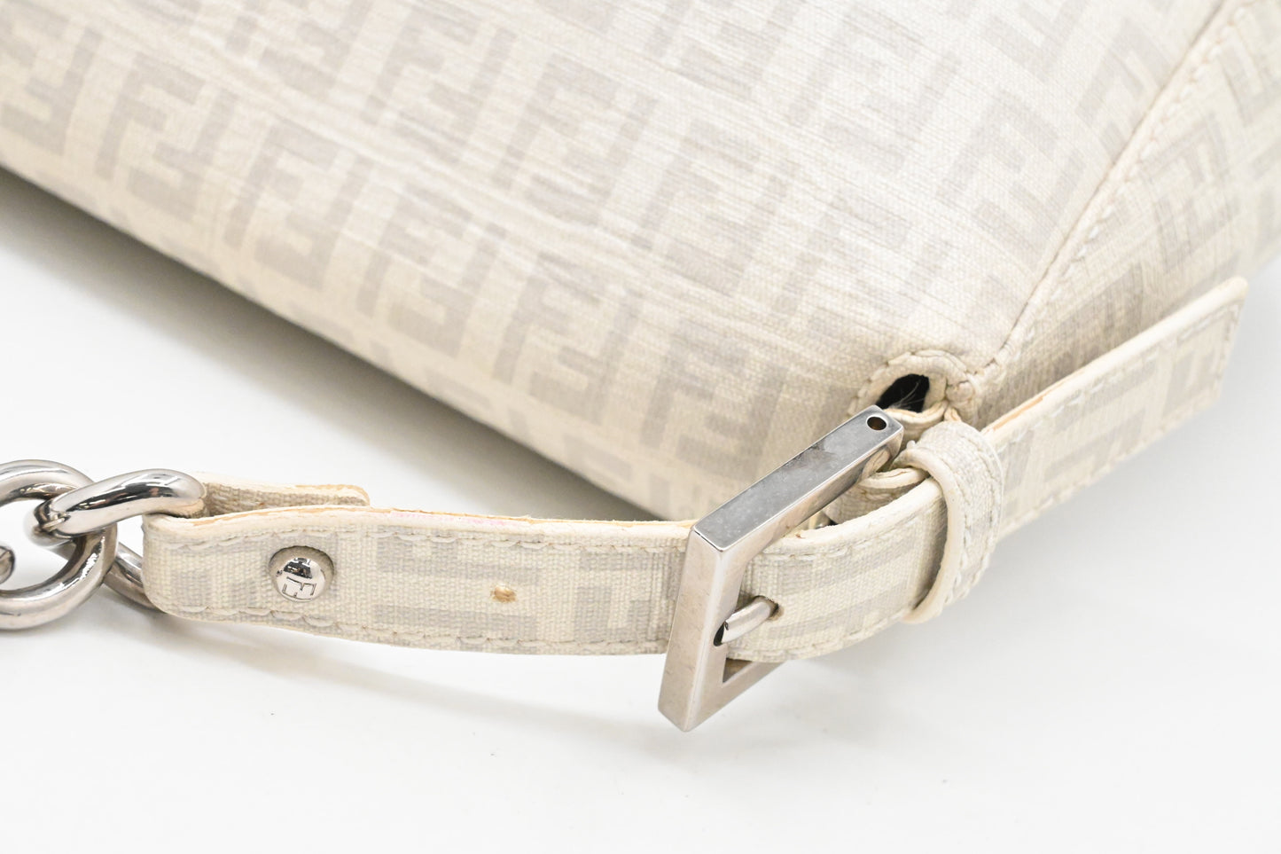 Fendi Mama Baguette in White Zucchino Coated Canvas