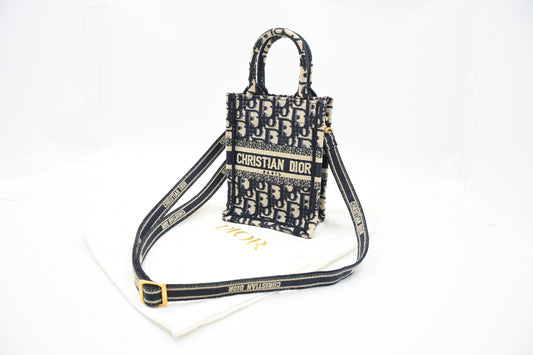 Dior Mini Dior Book Tote in Navy Oblique Canvas
