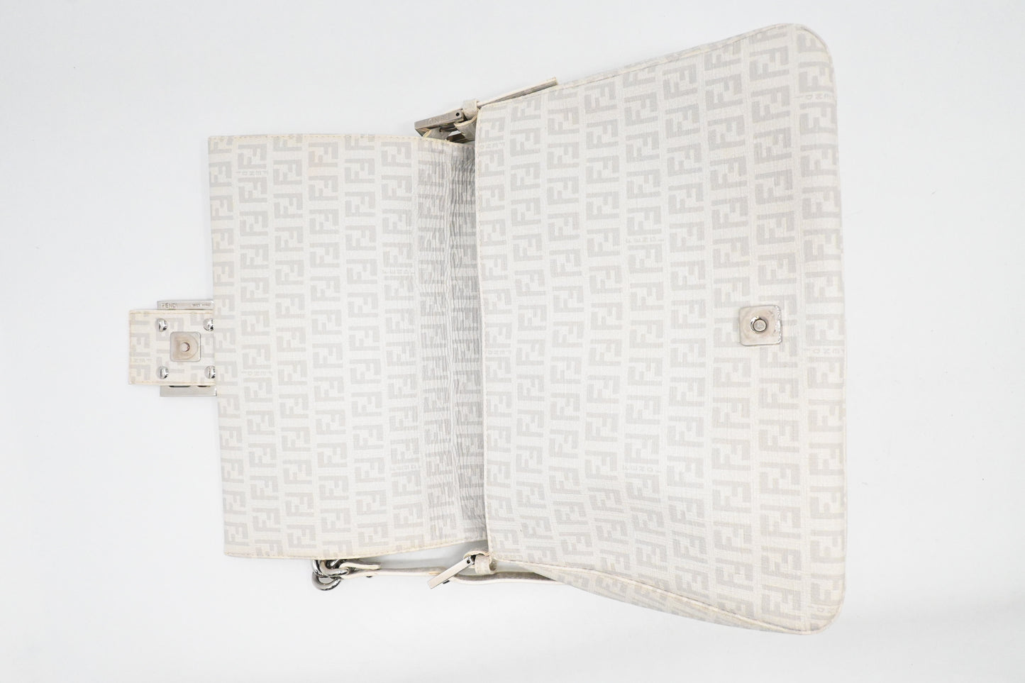 Fendi Mama Baguette in White Zucchino Coated Canvas